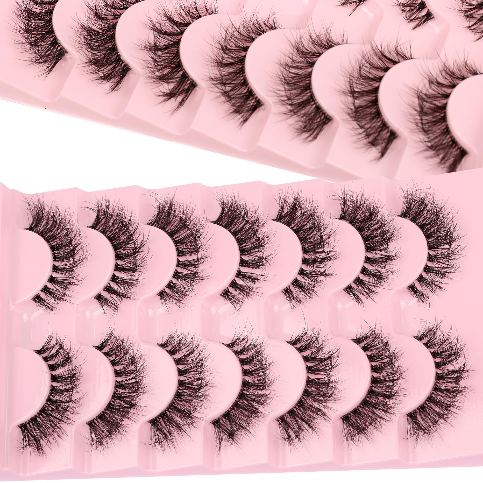 Himorell Wispy False Eyelashes - Thinner Band, 6D Volume, Cat Eye, Natural Look, Flared Eyelashes - Soft Fluffy Lashes, 7 works - Image 3