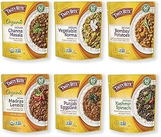 Tasty Bite Indian Entree Variety Pack 10 Ounce 6 Count, Fully Cooked Indian Entrées, Includes Bombay Potatoes, Kashmir Spi...