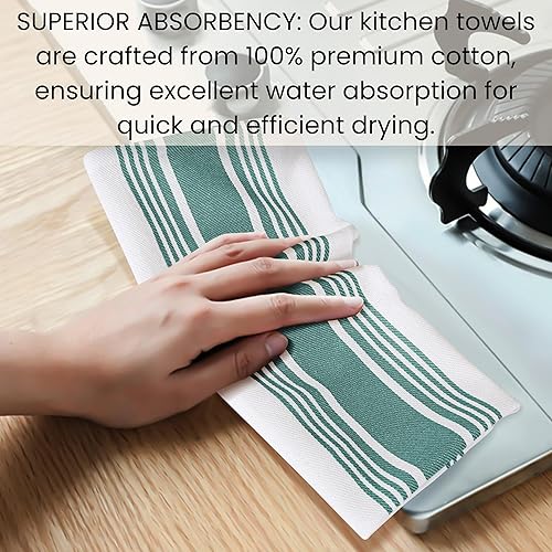 Miniatura 5 de Juego de 6 toallas de cocina color verde azulado para secar platos de 16 x 26 pulgadas, toallas de mano de cocina, toallas de cocina absorbentes,