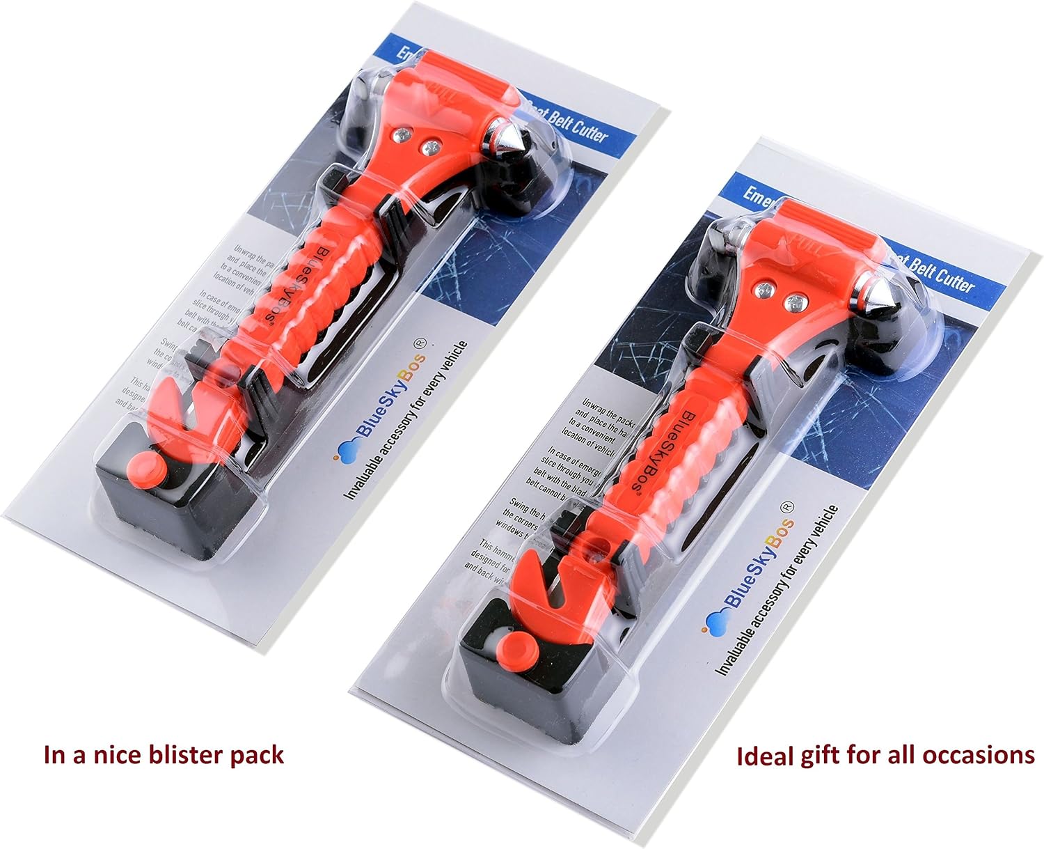 Value 2 Pack - Emergency Escape Tool Auto Car Window Glass Hammer Breaker and Seat Belt Cutter Escape 2-in-1 Tool