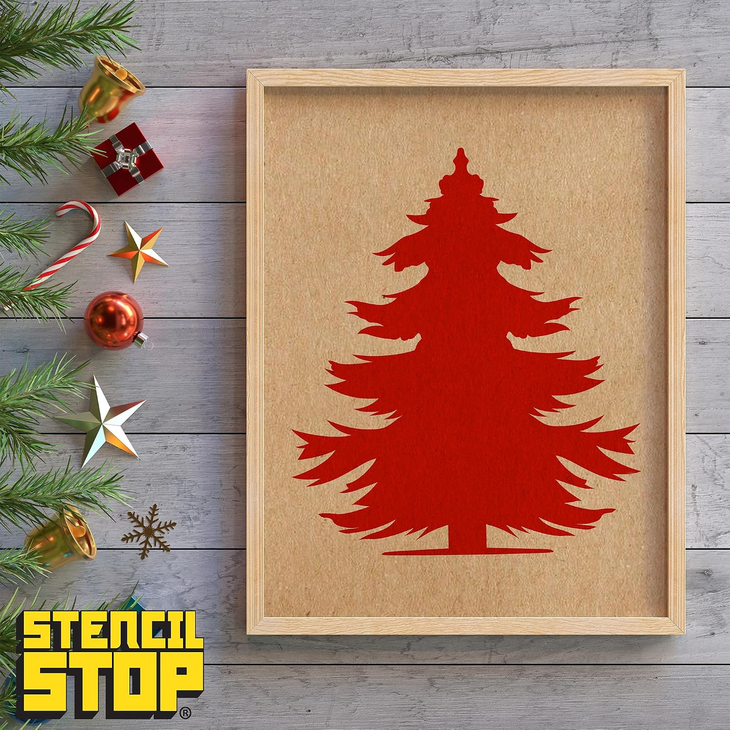 9 Pack of Pine and Fir Tree Stencil Set | Reusable Christmas Tree Stencils for Painting on Wood, Walls, Fabric & Concrete | Durable and Thick Plastic | Holiday and Outdoor Decoration