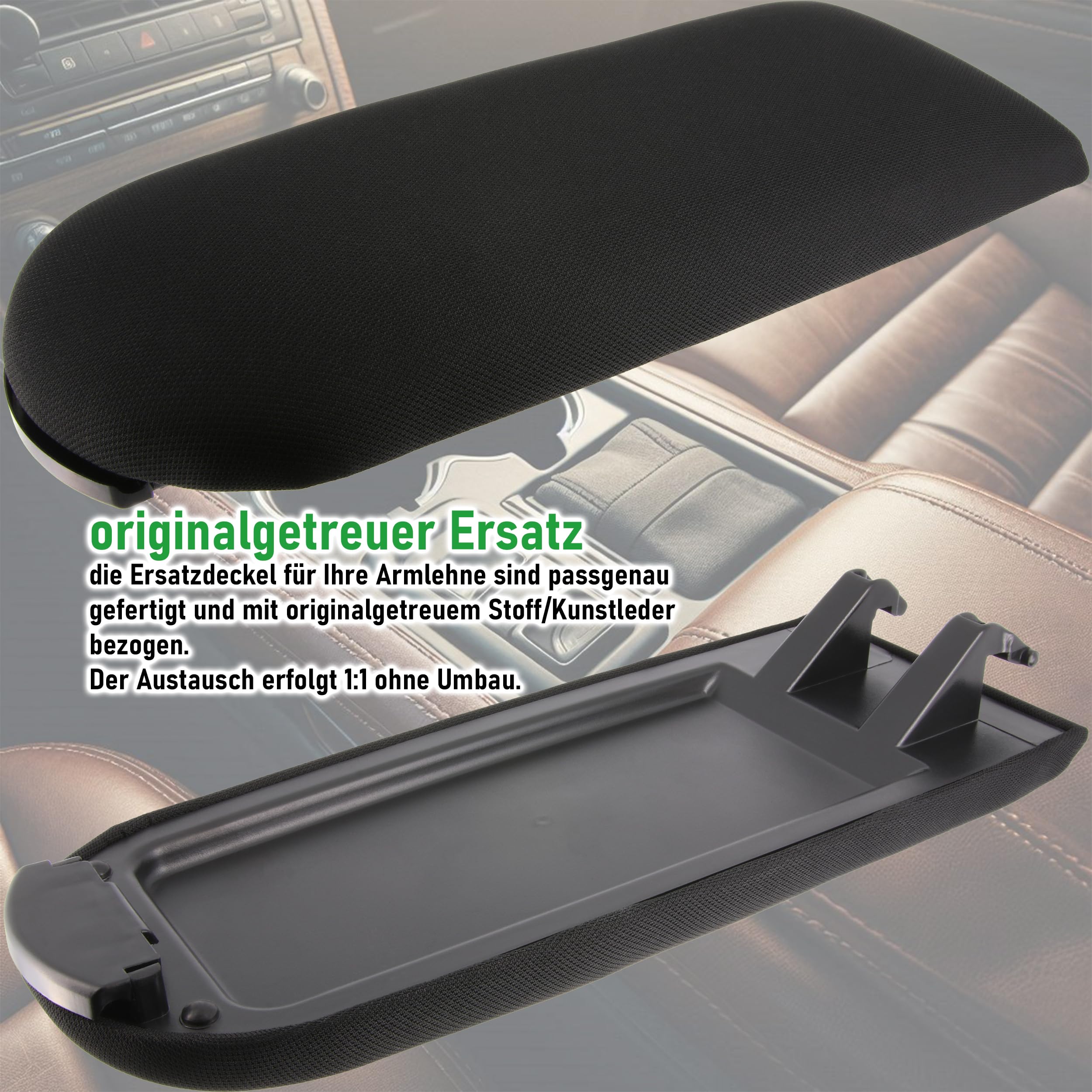 RECAMBO Ersatz-Deckel Mittelarmlehne passend für VW Polo Typ 6R/6C BJ 2009-2017 - robuste Passform - seriennahe Optik - langlebiger Mechanismus - schneller Einbau - idealer Austausch bei Defekt