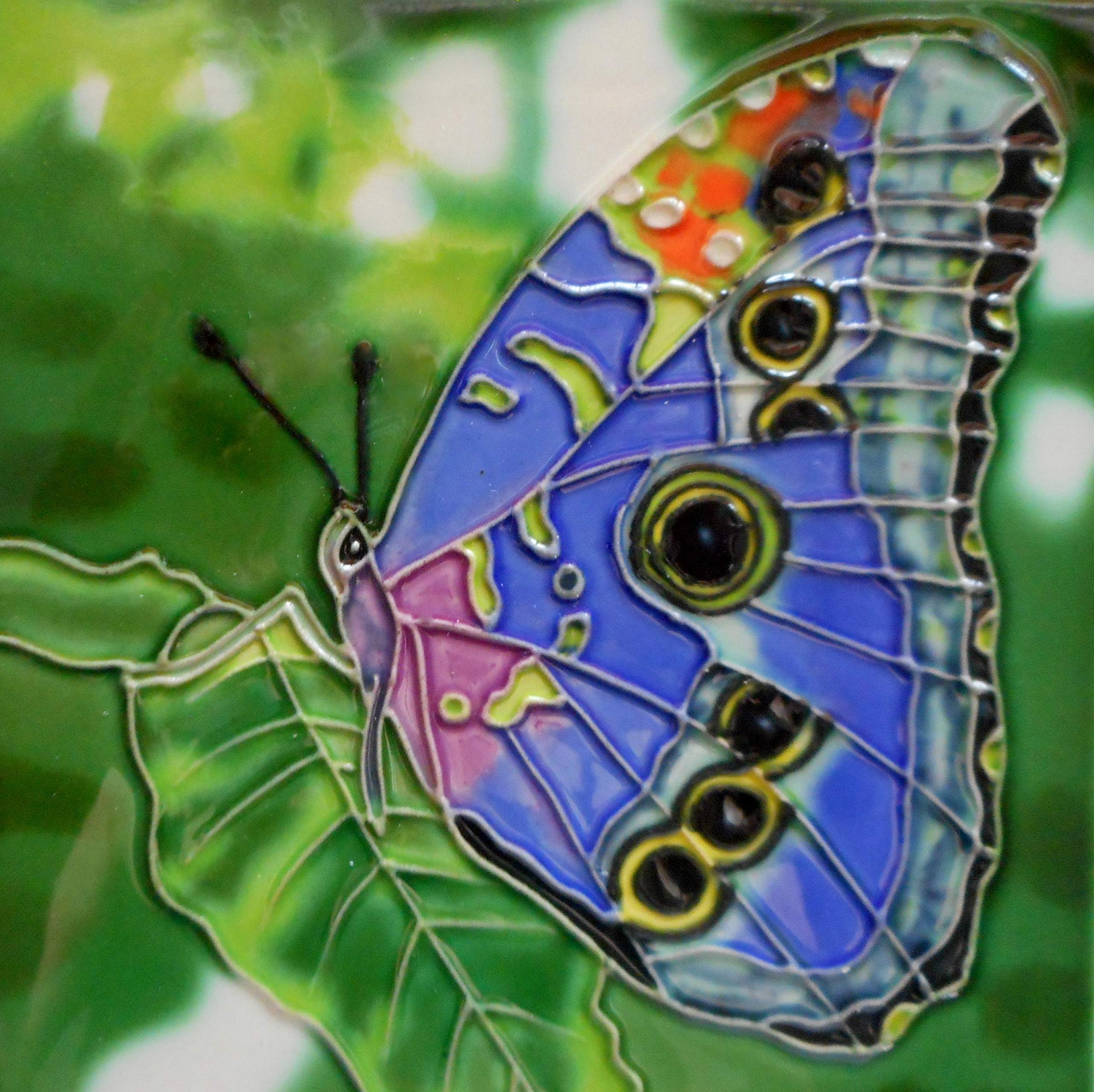 Butterfly Ceramic Art Tile with Easel Back 6 x 6 inches
