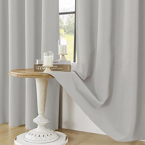 Miniatura 117 de ChrisDowa Cortinas 100% opacas de abedul liso de 96 pulgadas de largo, 2 paneles para dormitorio, sala de estar, oscurecimiento de la habitación de