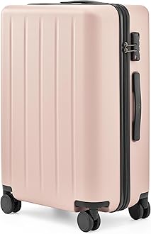 NINETYGOHardside Scratch resistant Luggage, Spinner Suitcases Airline Approved with Wheels for Travel, Lightweight Luggage with TSA Lock, Baby Pink, Checked-28", Luggage