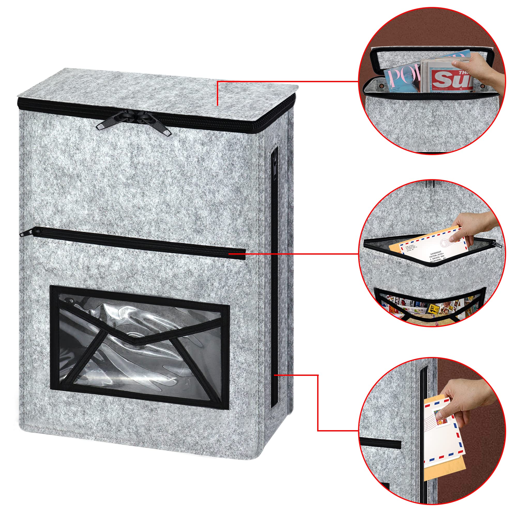 Attrape-courrier pour portes en verre UPVC, bois et métal, cage de boîte aux lettres intérieure en feutre, accessoires de quincaillerie, autocollant ou à suspendre sur des crochets à vis