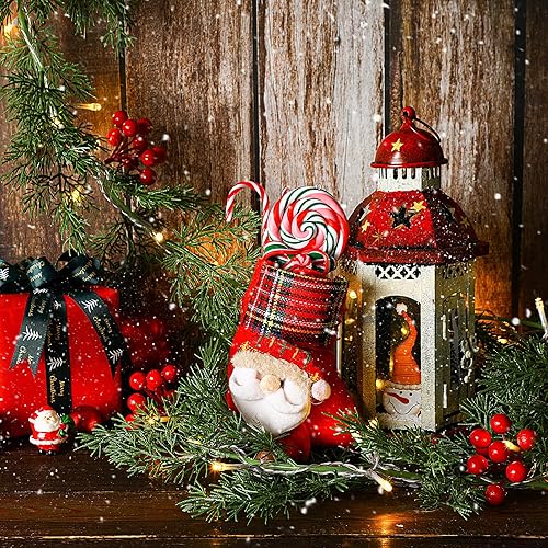 Miniatura 7 de Spiareal Guirnalda de Navidad LED de 5.74 pies, funciona con pilas, agujas de cono de pino iluminadas, 20 unidades, decoración artificial de bayas