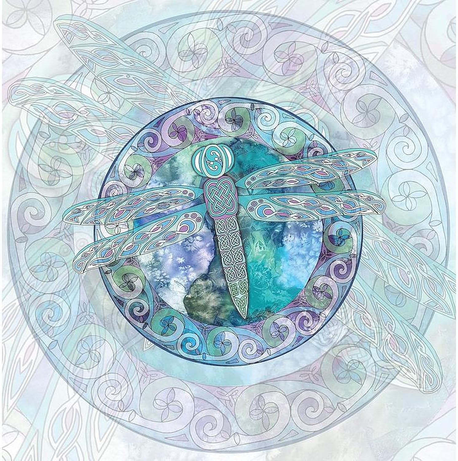 CafePress Cool Celtic Dragonfly Decorative Fabric Shower Curtain