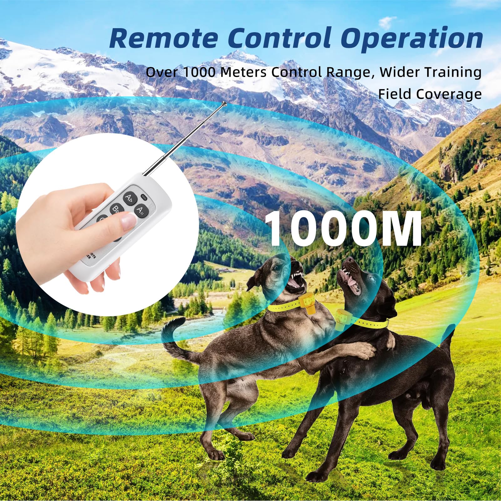 Aoresac Collar de Entrenamiento para Perros, Collar de 8 Sonidos con Control Remoto para Perros, Rango Control 1000 M, Sensibilidad y Volumen Ajustables, con Interruptor