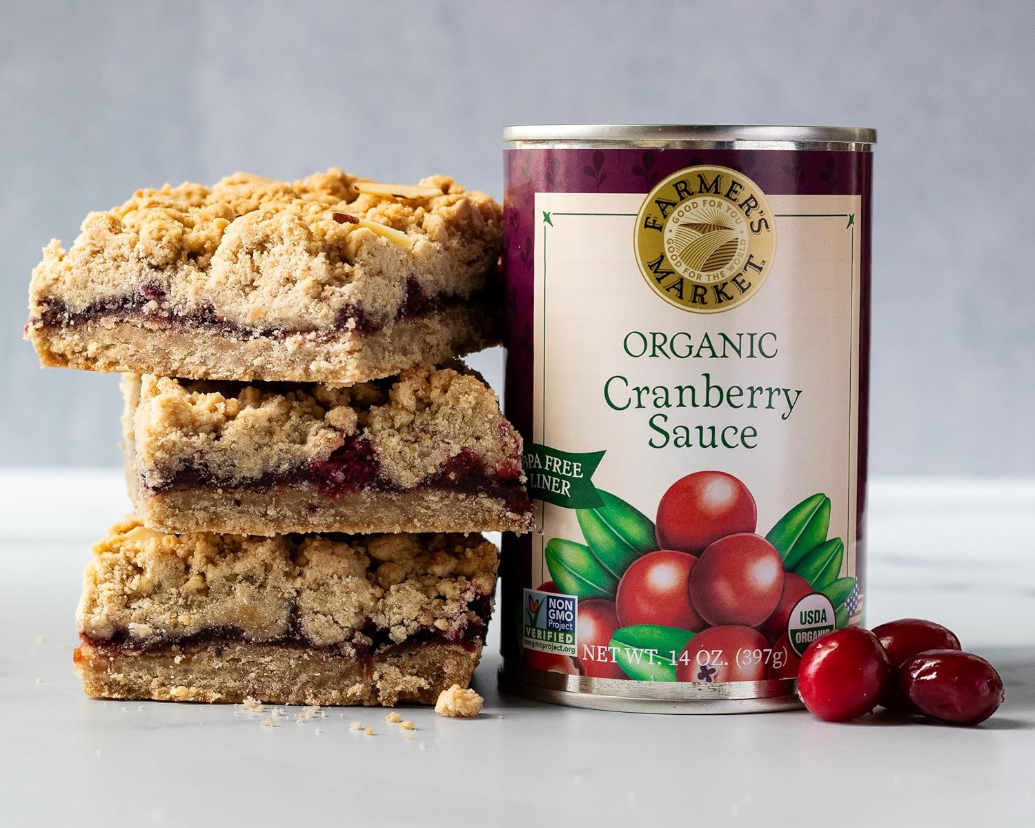 Farmer's Market Organic Cranberry Sauce, Whole Berry, 14 OZ Cans (Pack of 12)