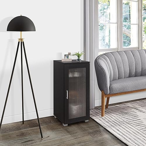 Vista 2 de KB Designs - Armario de almacenamiento negro Curio Accent para sala de estar, dormitorio, cocina, oficina en casa y entrada