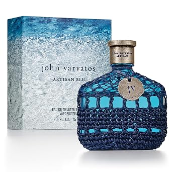 John Varvatos Mens Cologne, Artisan Blu Eau de Toilette EDT Spray, Marine Water Fougere Scent with Notes of Basil, Pine & Geranium