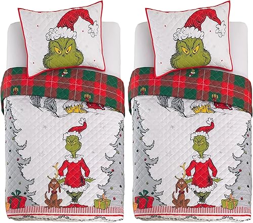 Franco Grinch de Dr. Seuss Edredón (Paquete de 2)