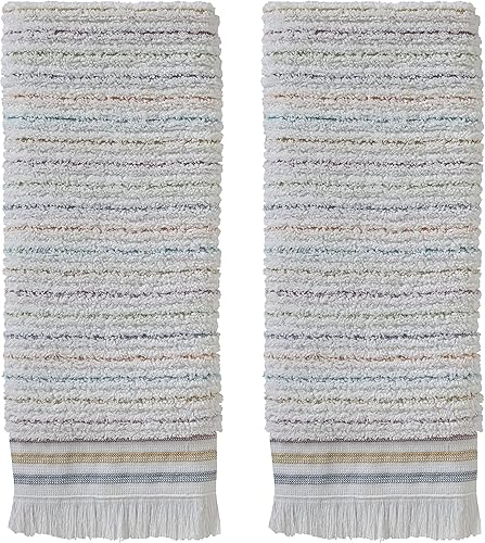 SKL Home by Saturday Knight Ltd. Toalla de mano con rayas sutiles (paquete de 2), blancomulticolor, 16 x 26 pulgadas