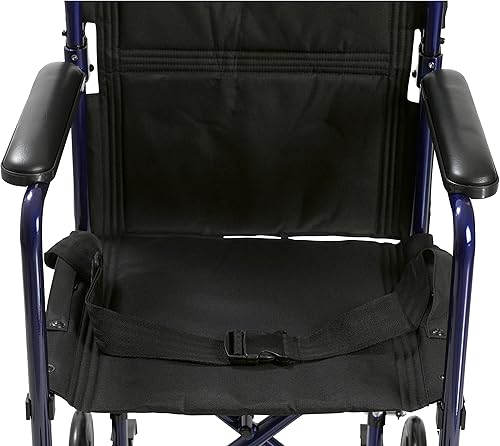 Miniatura 5 de Drive Medical Silla de transporte de aluminio ultraligera Deluxe, azul, 17 pulgadas Negro,Azul,Rojo