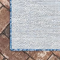 Vista 7 de Unique Loom - Tapete de la colección Outdoor Botanical, diseño de palmera (6.1 pies x 9 pies, rectangular, color azulazul marino)