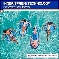 Vista 6 de Swimways Elite Spring Float Hamaca Tumbona de piscina, flotadores inflables de piscina para adultos con inflado rápido, hamaca de piscina
