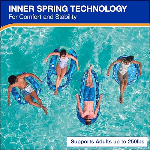 Miniatura 5 de Swimways Elite Spring Float Hamaca Tumbona de piscina, flotadores inflables de piscina para adultos con inflado rápido, hamaca de piscina para