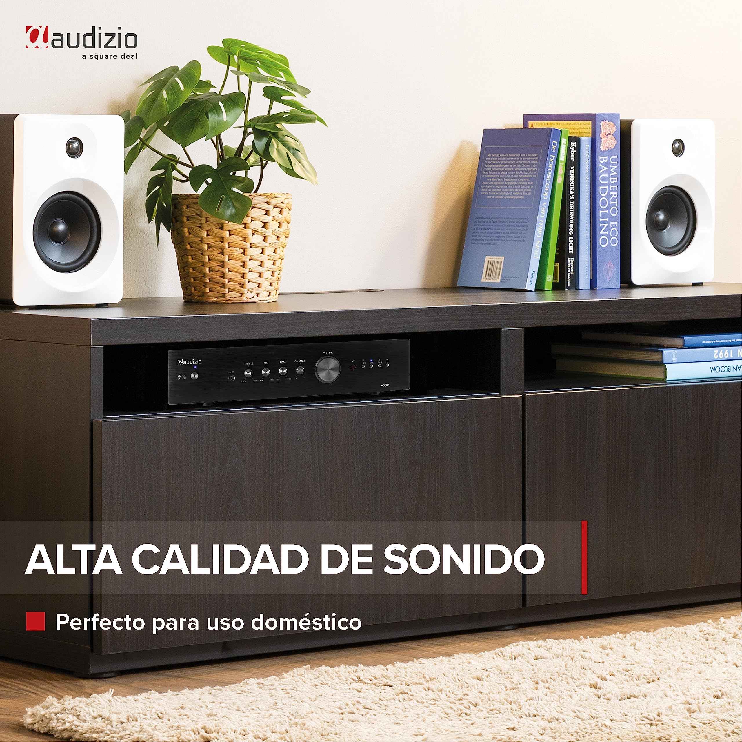 Audizio AD200B Amplificador estéreo Hi-Fi 2 x 200 vatios, Amplificador Bluetooth para Altavoces y Sistema Hi-Fi, Amplificador, Amplificador Hi-Fi, Amplificador de Audio con función Bluetooth, Negro