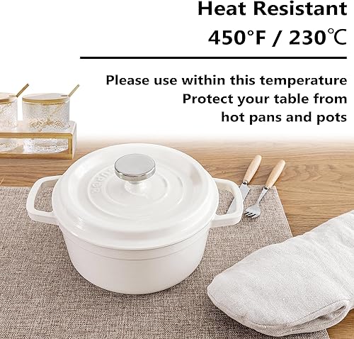 Miniatura 5 de Juego de 4 manteles individuales de lino resistentes al calor de Home Brilliant para mesa de comedor, paños de mesa de cocina, manteles individuales