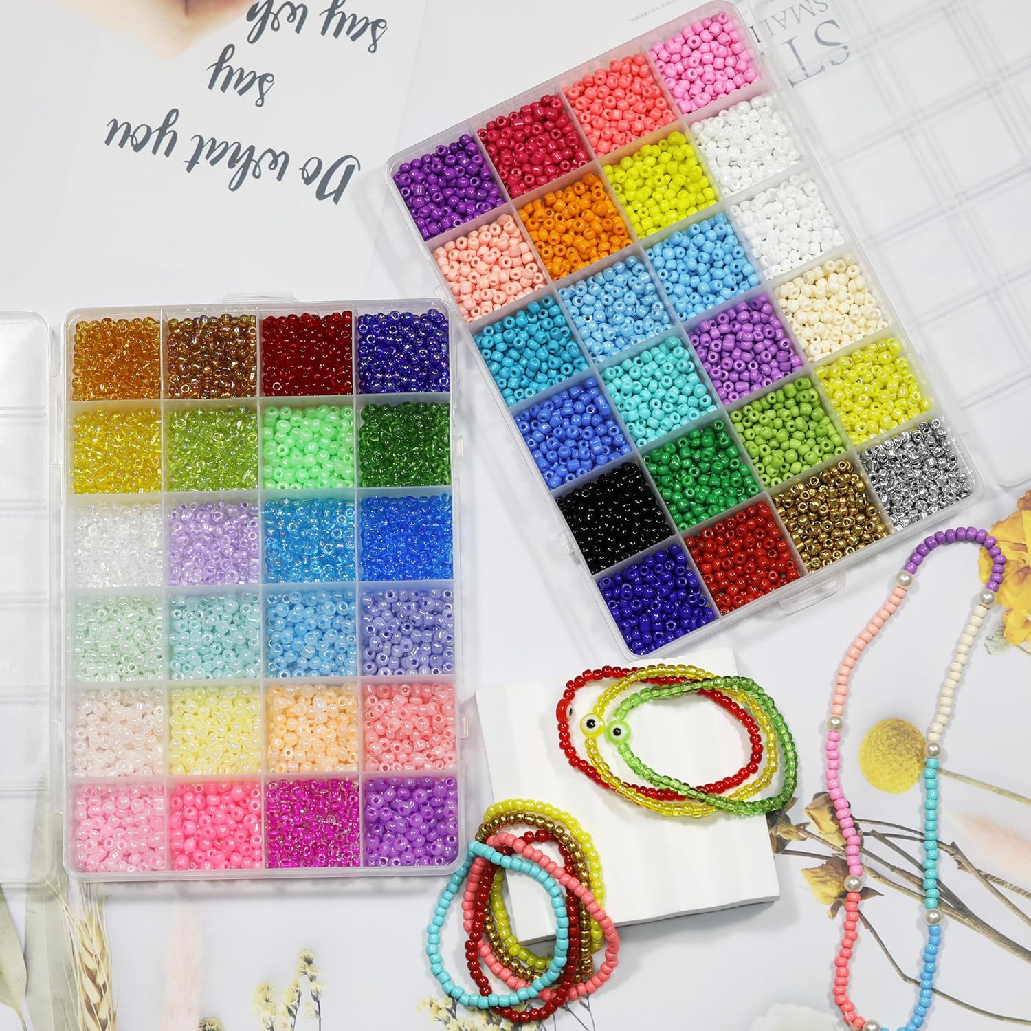 Size 4mm Seed Beads About 8000pcs 48 Colors 6/0 Glass Seed Beads for Making Jewelry Bracelet Necklace - Image 2