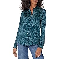 Amazon Essentials Blusa in Raso con Abbottonatura Frontale, vestibilità Classica (Disponibile)