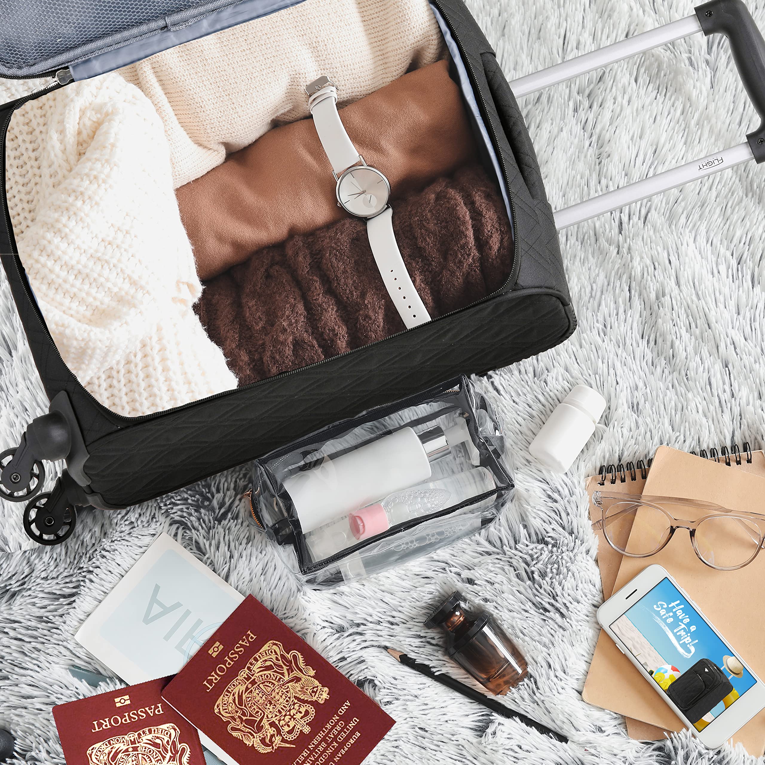 Flight Knight Set of 2 Lightweight 4 Wheel 800D Soft Case Quilted Suitcase Robust Anti Crack Cabin Carry On Hand Luggage Approved for Over 100 Airlines Including easyJet, BA & Many More!