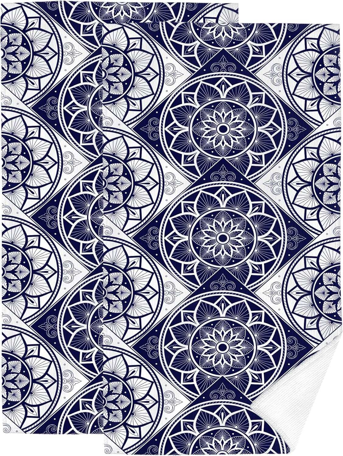 Blue and White Floral Hand Towels for Bathroom 14x28 Inch, Modern Flower Decorative Bath Towels Set of 2 for Farmhouse Gym Kitchen Hotel Home Bathroom Decor Accessories Gifts