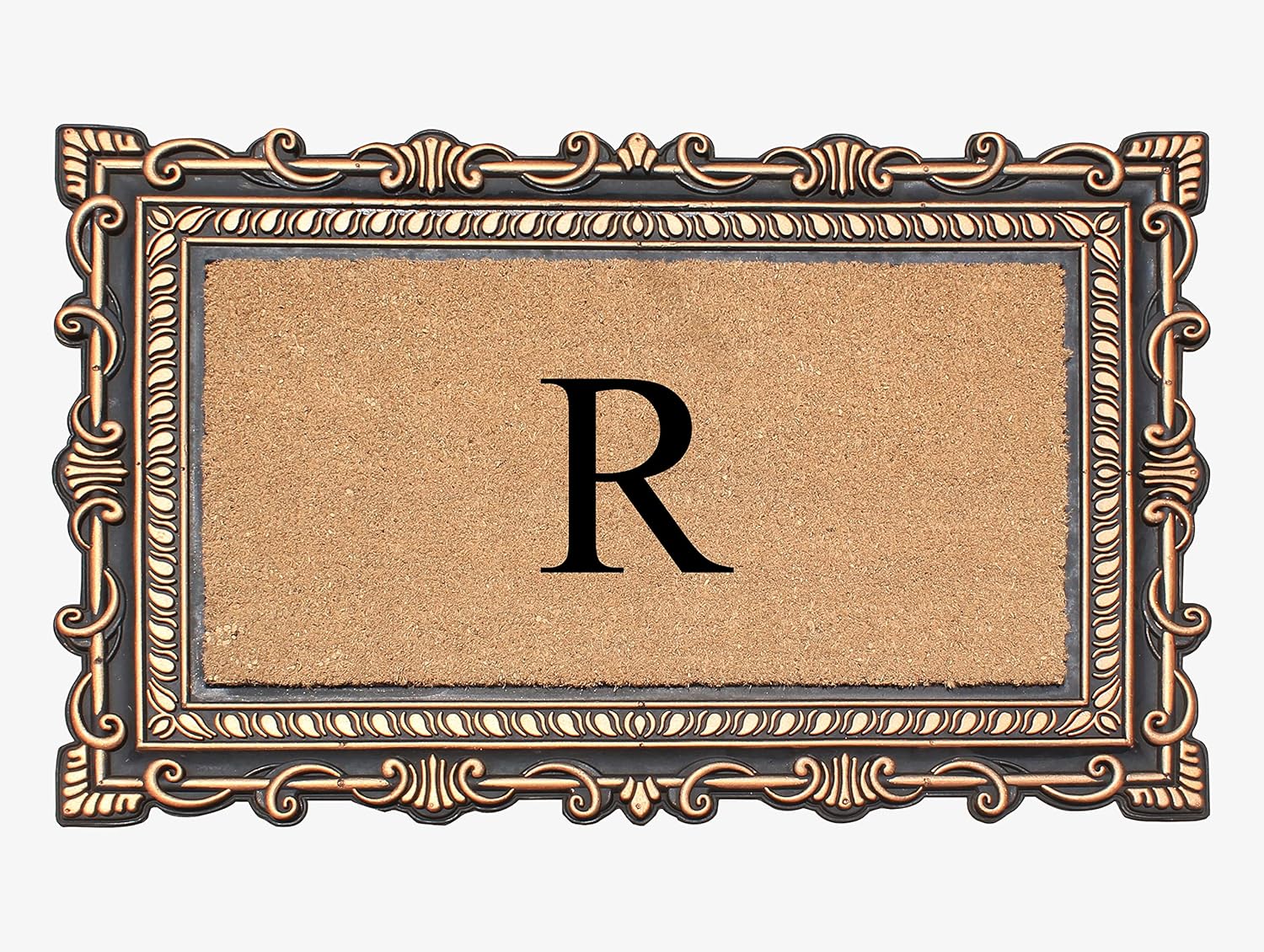 A1HC Natural Rubber & Coir 24x36 Monogrammed Doormat For Front Door, Anti-Shed Treated Durable Doormat for Outdoor Entrance, Heavy Duty, Low Profile, Easy to Clean, Long Lasting Porch Entry Doormat