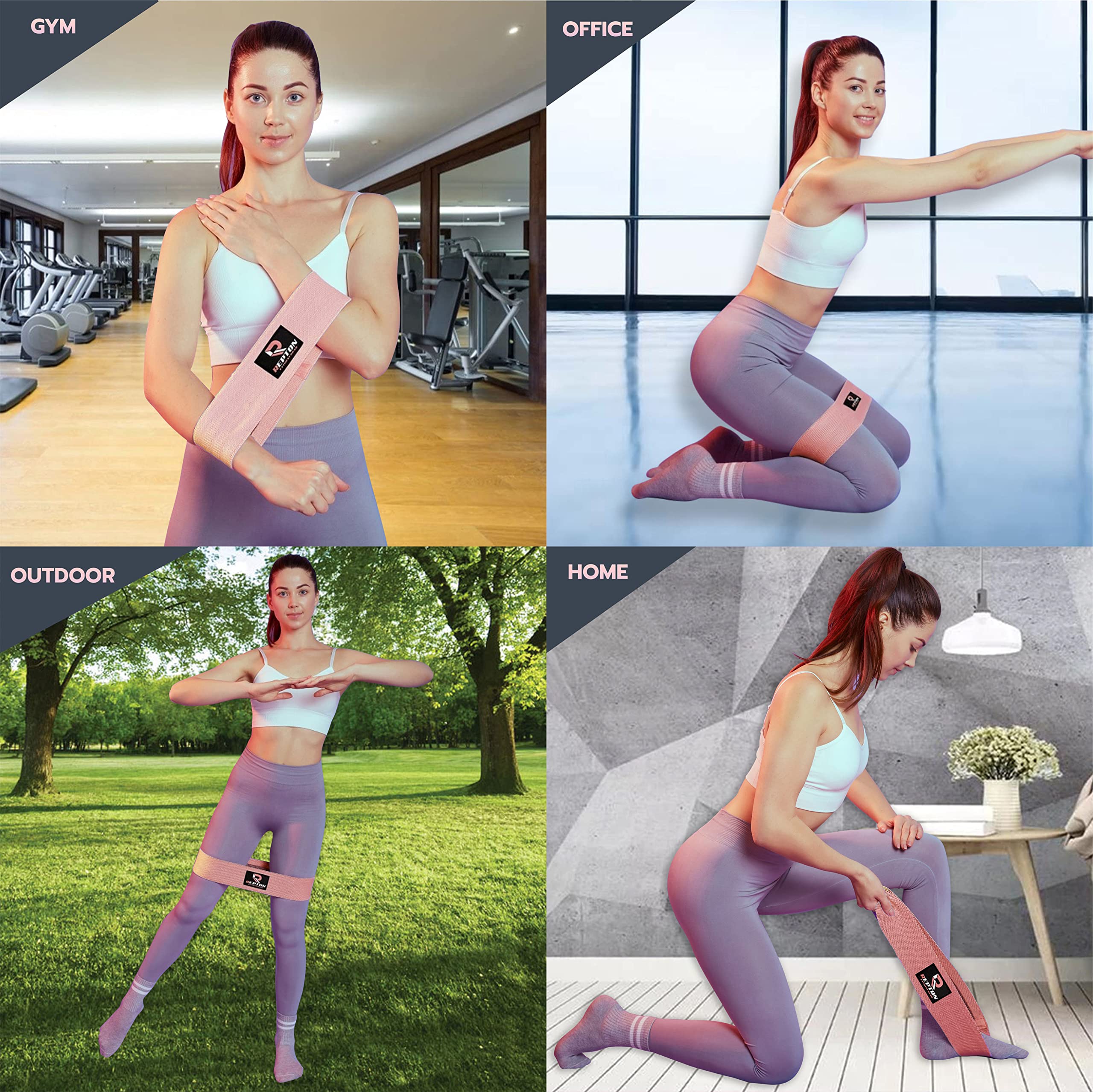 xiluuyou 3 Pezzi Elastici Fitness, Fasce Elastico Fitness in Tessuto con 3 Livelli di Resistenza, Antiscivoli per Fitness Attrezzi Casa per Allenamento Dimagrante, Esercizi Glutei