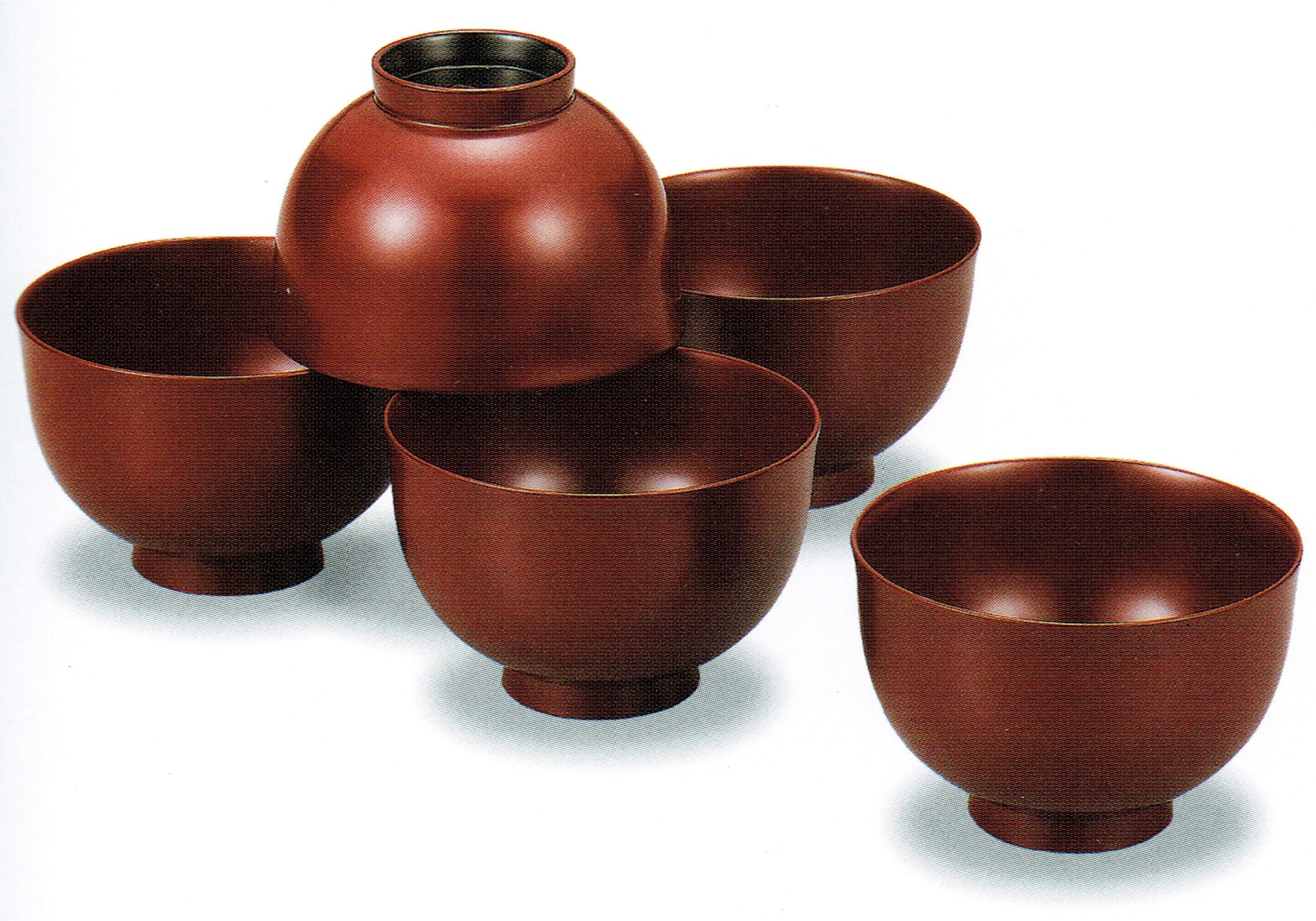 Amazon.co.jp: 【木製漆塗り】汁碗揃 古代朱塗 5個 : ホーム＆キッチン