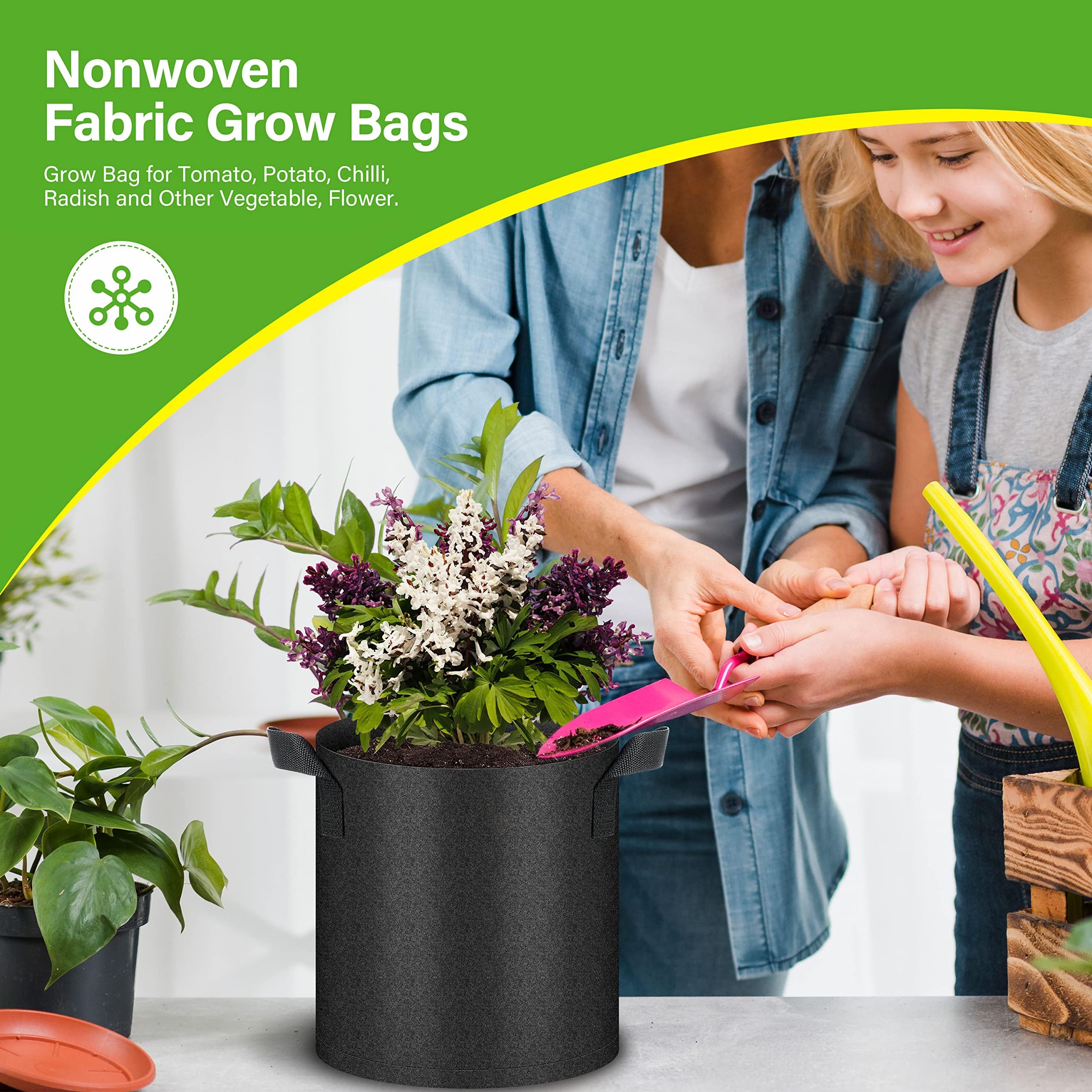 HealSmart Paquete de 6 bolsas de cultivo de 2 galones, macetas de tela de aireación no tejida con asas, macetas de tela, adecuadas para frutas de jardín, verduras, tomate y flores, color negro