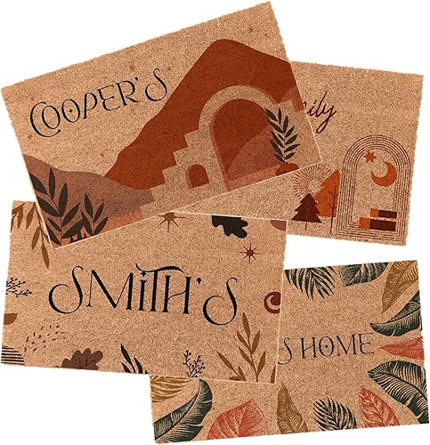 Miniatura 4 de COCO MATS 'N MORE Tapete de coco personalizado, fabricado en Estados Unidos, respaldo de vinilo, tapetes de bienvenida personalizados, cerdas de