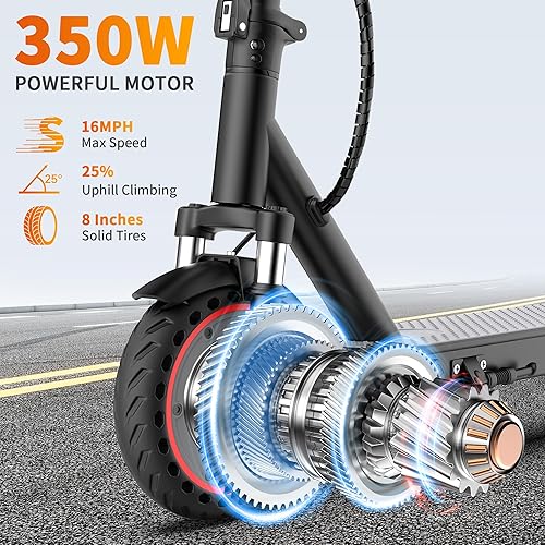 Vista 4 de Electric Scooter for Adults, Folding E Scooter with 350W/500W Motor 16-24 Mph Top Speed, Max 15-60 Miles Long Range, 6.5''/8.5''/10''/14'' Solid