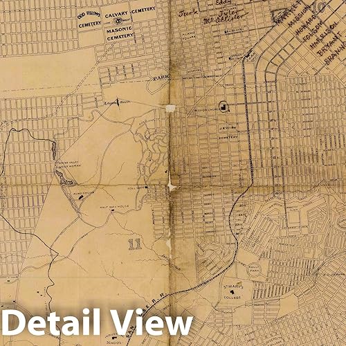 Miniatura 2 de Mapa histórico San Francisco de las últimas encuestas, 1873 Mapa pictórico  Arte de pared vintage  30 x 24 pulgadas