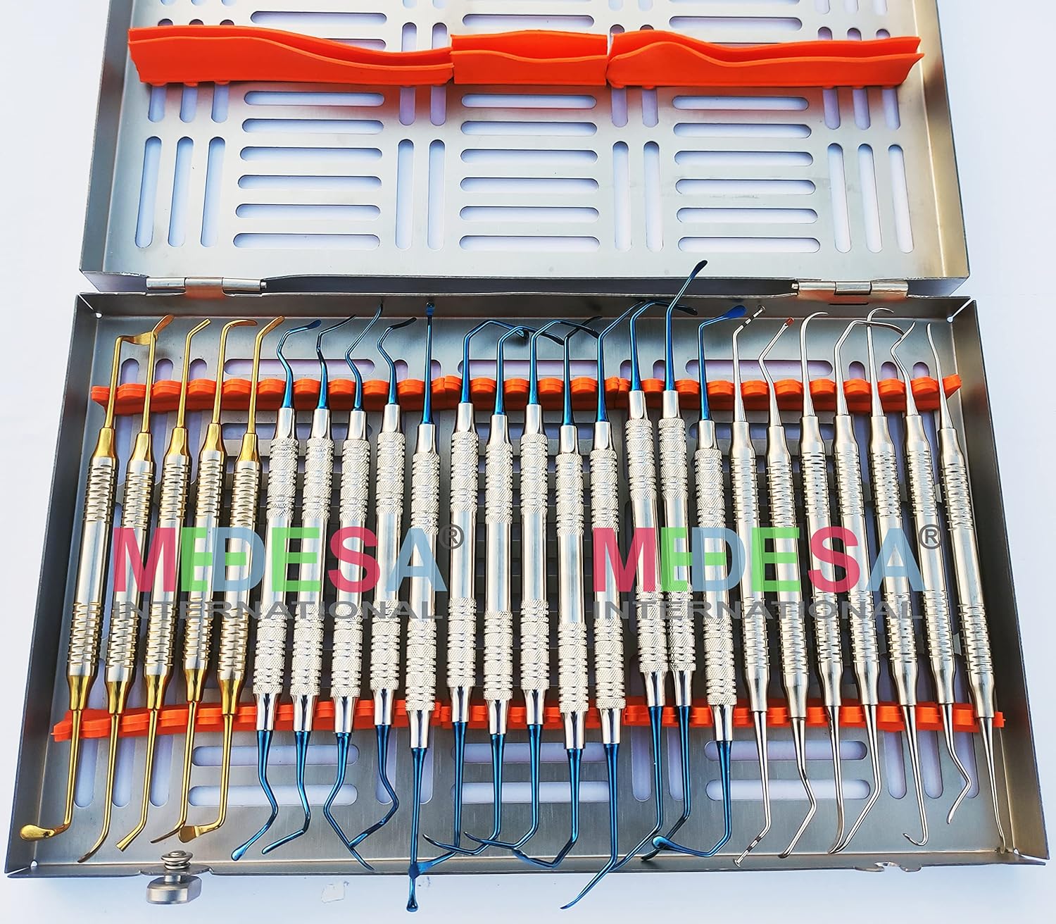 Sinus Lift Elevators Vista Tunneling Procedure Mushroom Elevators Sinus Lift Curette Implant Instrument Periosteal Oral & Maxillofacial Medical Instruments Blue & Gold Coated Pack of 25 Pcs by MEDESA