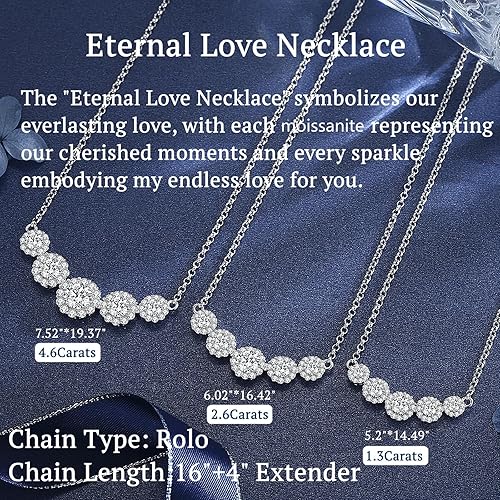 Miniatura 4 de Smile Pendant Necklace for Women Moissanite Lab-Created Gem Jewelry for Women I Love You Wedding Anniversary Birthday Christmas Valentine