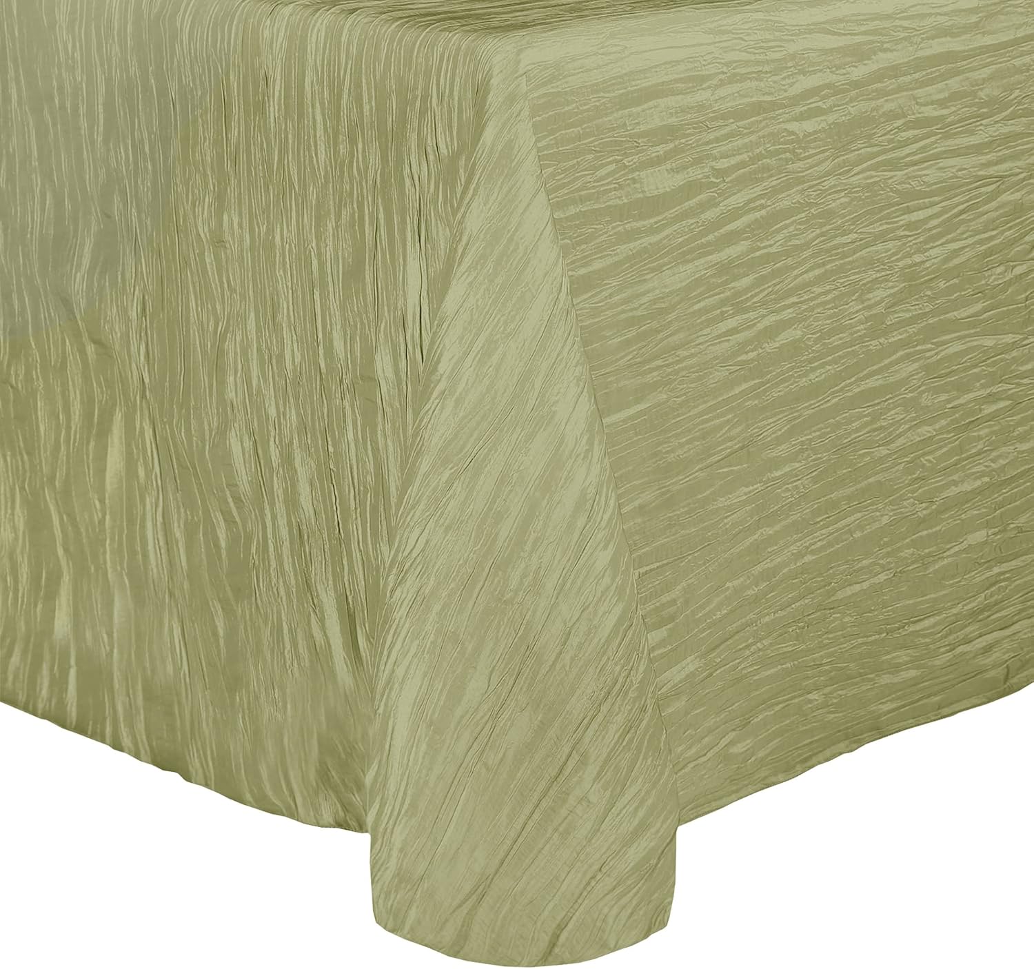 Ultimate Textile -10 Pack- Crinkle Taffeta - Delano 120-Inch Round Tablecloth, Willow Green