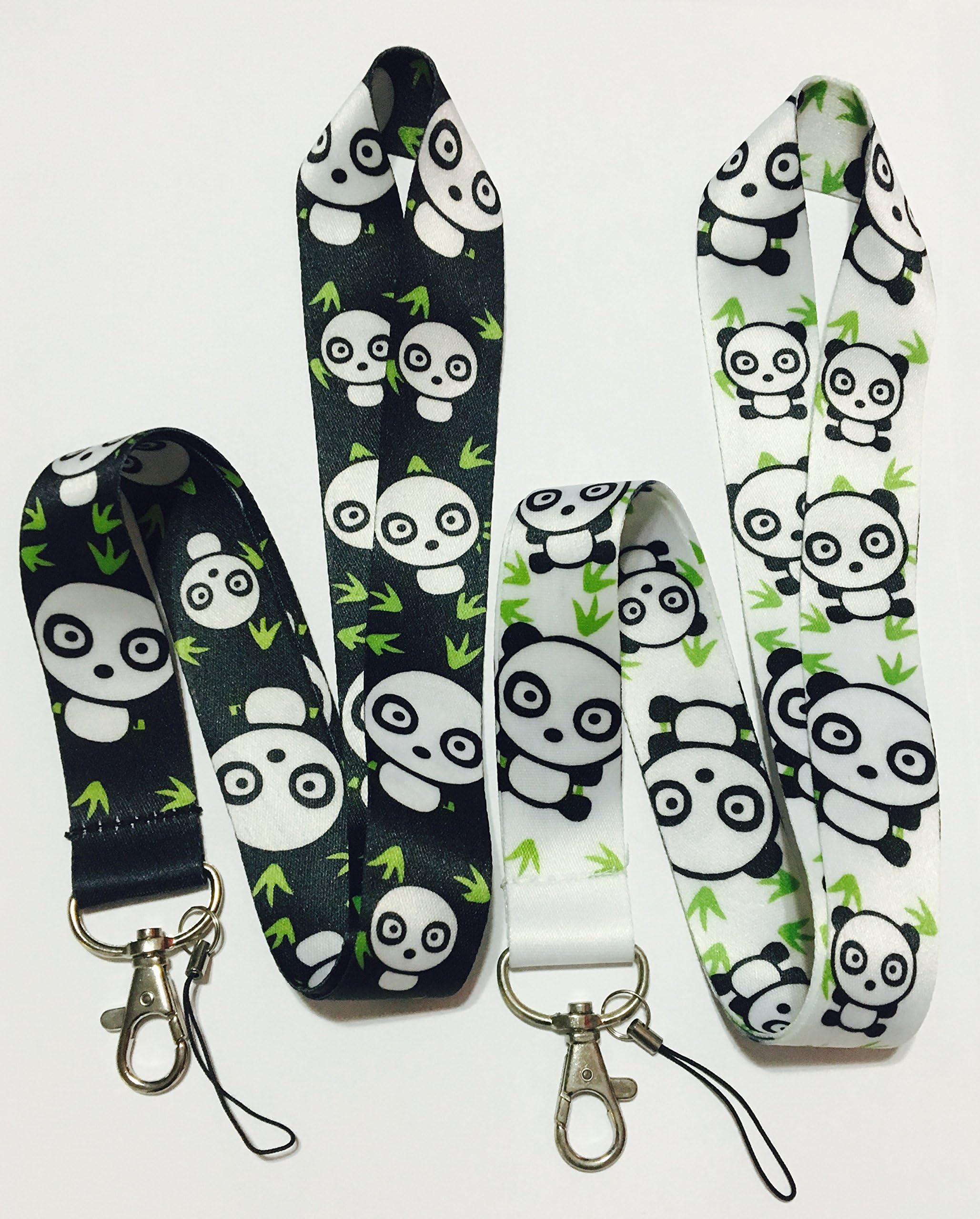 PSdeals 2 Anime Fashion Panda Lanyards White & Black Key Chain Badge ID Holders