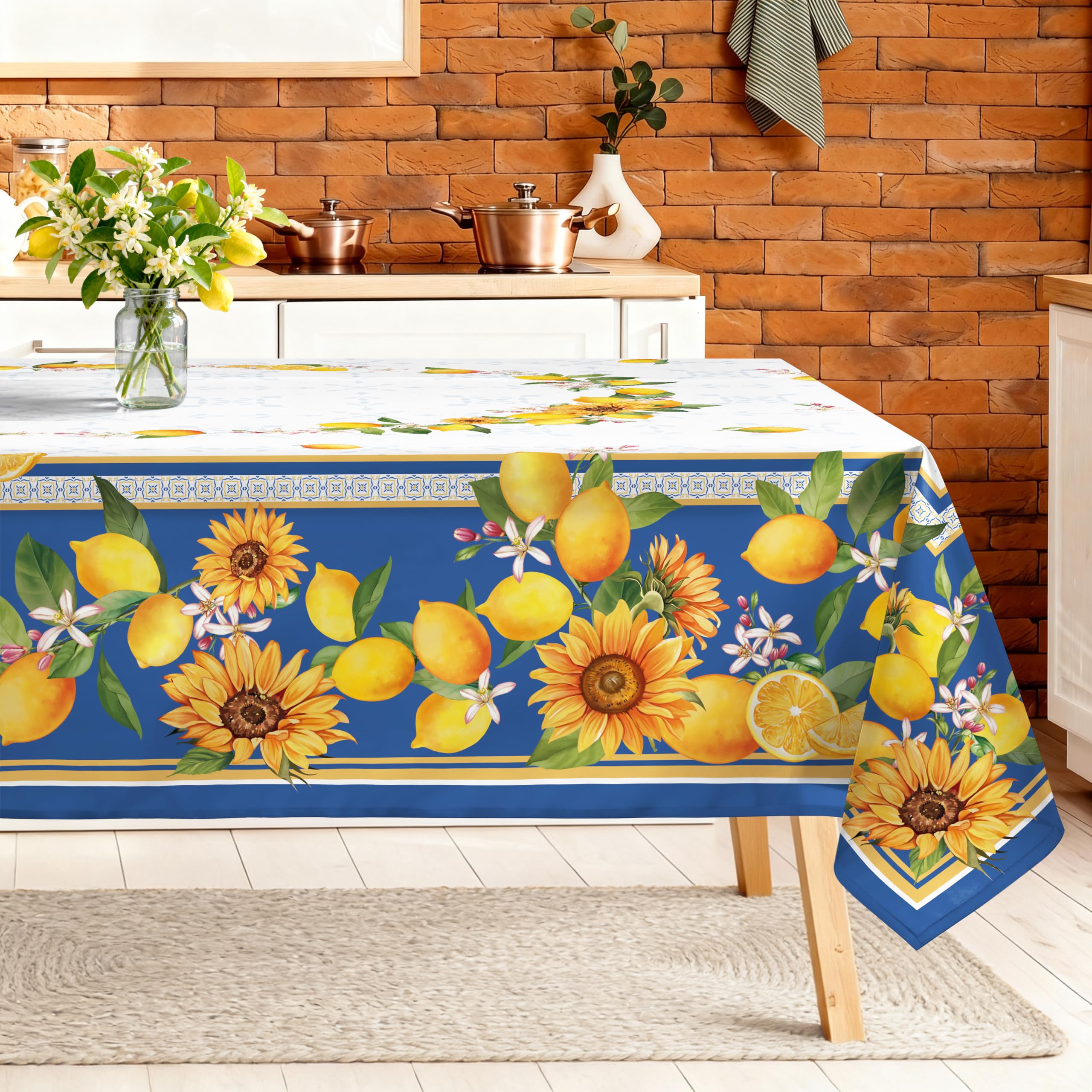 Nappe de table rectangulaire à fleurs lavable pour en finir avec les taches de vin