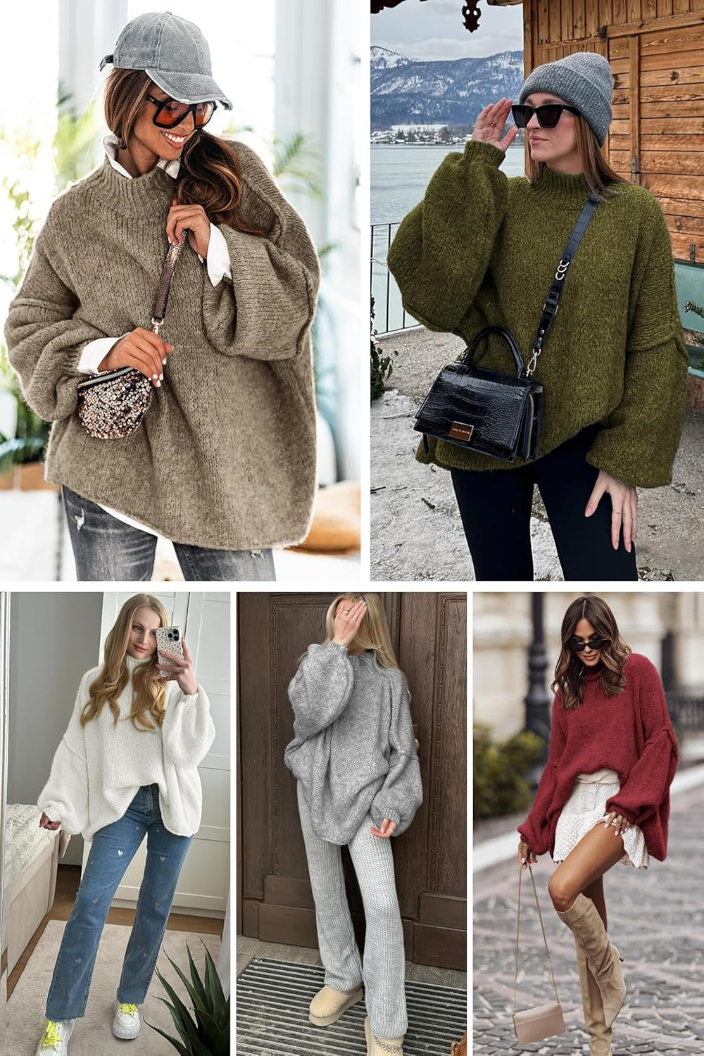 ATHMILE Womens Fall Fashion Oversized Sweaters Chunky Knit Mock Neck Long Sleeve Casual Trendy Pullover Winter Clothes 2025 - Image 6