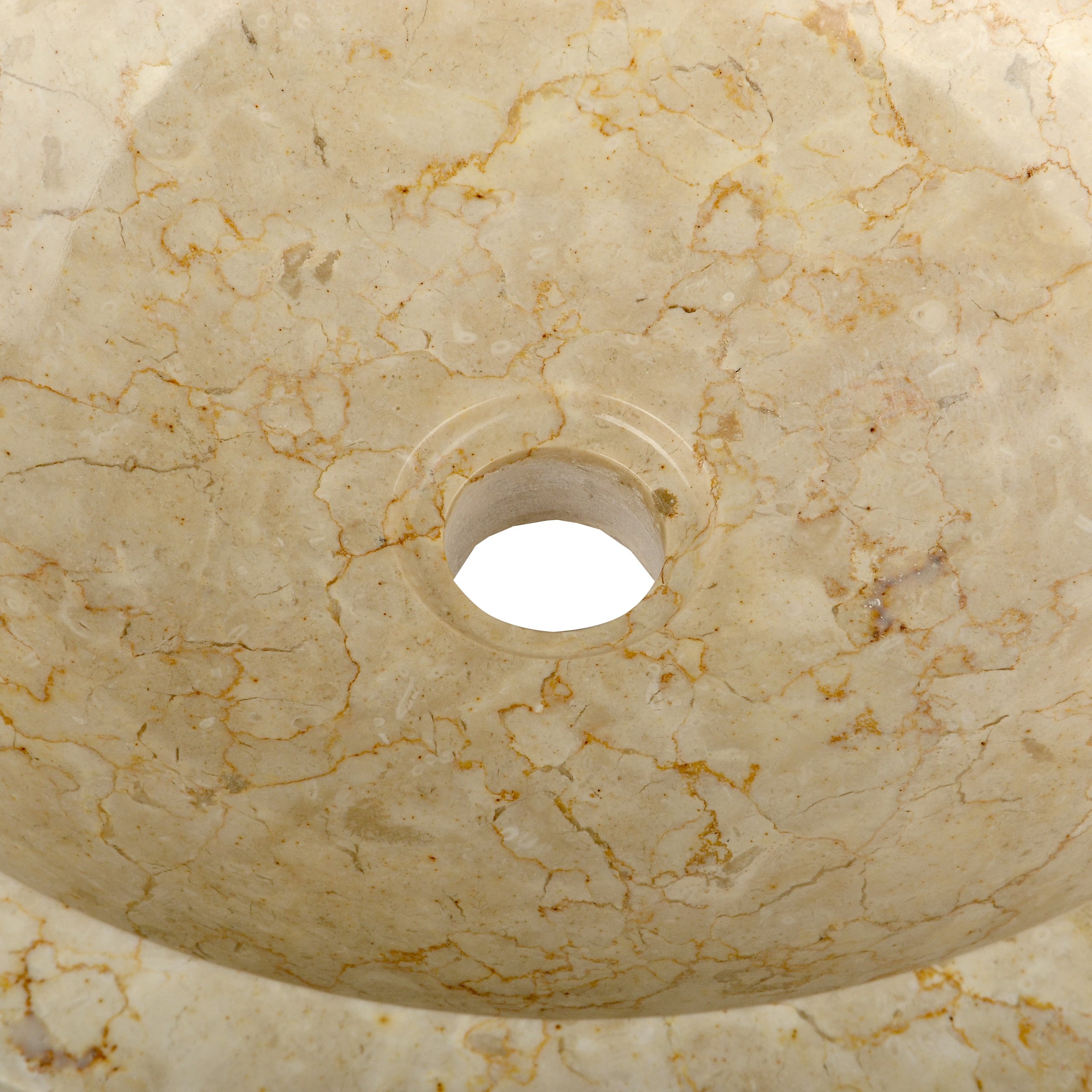 Divero Aufsatz-Waschbecken Bologna Handwaschbecken Waschschale Marmor Natur-Stein poliert rund beige Sand