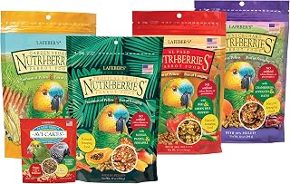 Lafeber's Nutri-Berries Variety Sampler Bird Food Bundle - 4 Flavors, Non-GMO Human-Grade, 10oz Each for Parrots & Small Birds