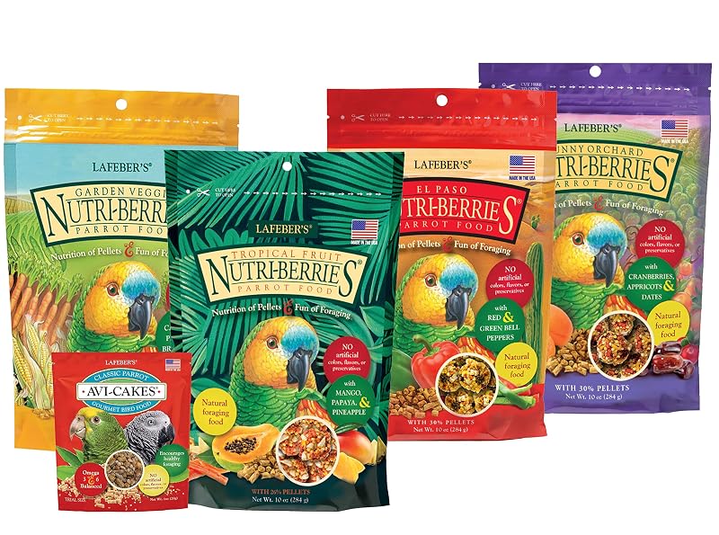 Alimento para Aves LAFEBER'S Nutri-Berries para Papagaios, Sabores Variados, Pacote com 4 de 283 g