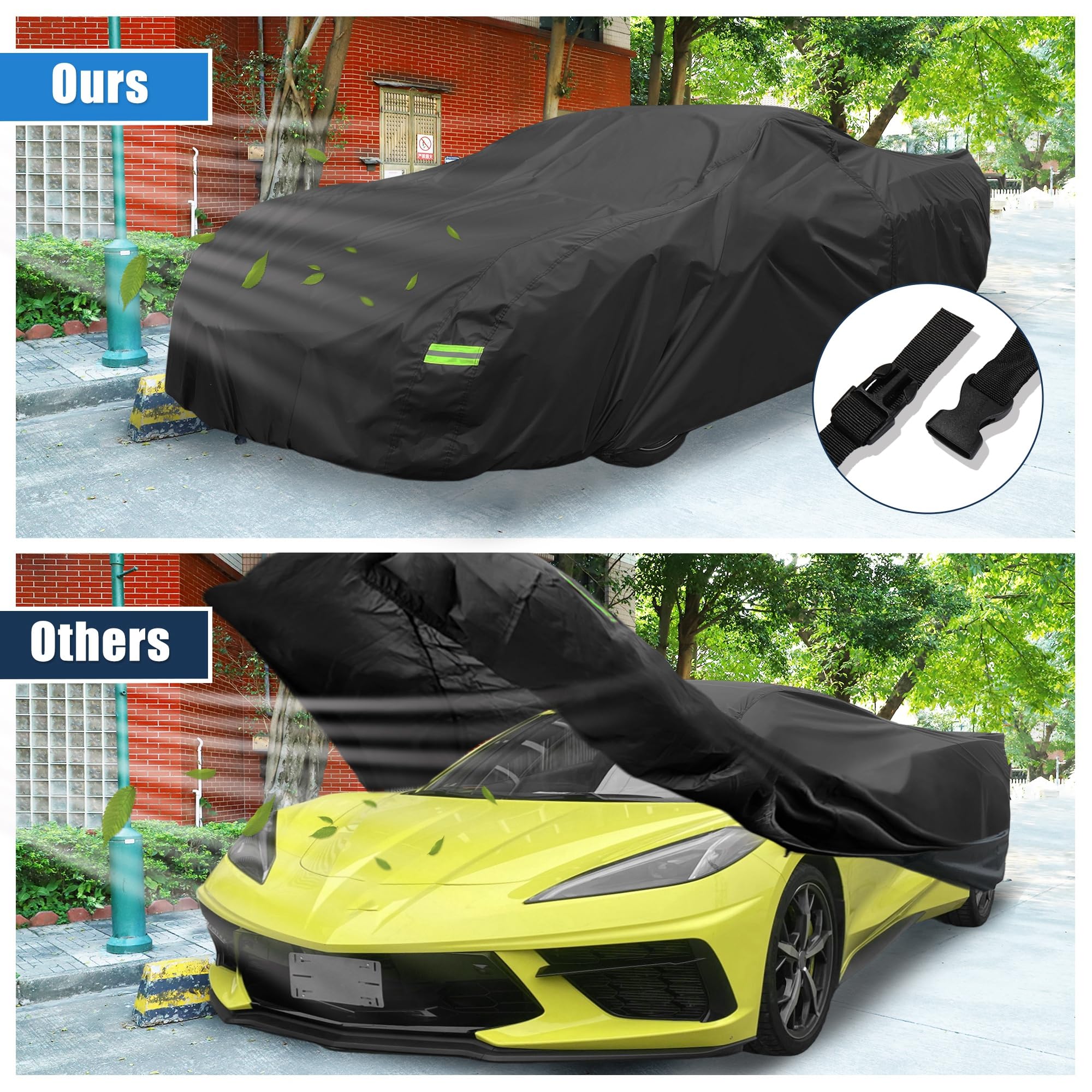 X AUTOHAUX Autoabdeckung Wasserdicht für Chevrolet Corvette C3 (1968-1982) - Allwetterschutz mit Reißverschluss, schützt vor Regen und Sonne