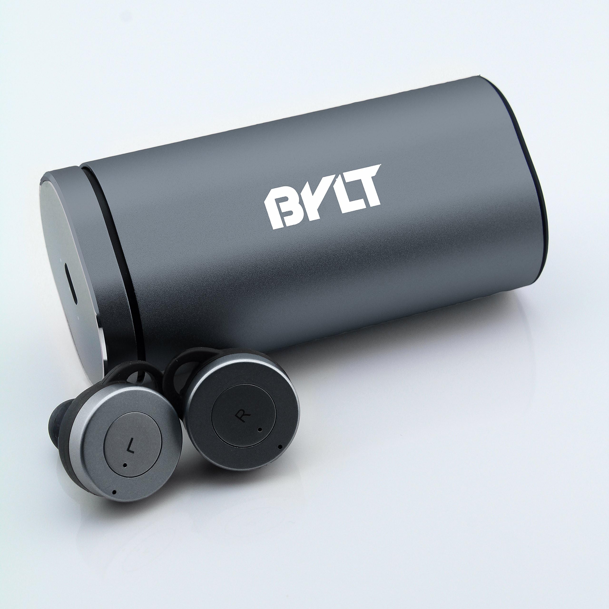 BYLT Audio True Wireless Earbuds Truly Wireless Bluetooth Sports Headphone Noise Cancelling Stereo Earphone With Mic For Samsung iPhone 7 Plus Case Sony Apple iPad Android IOS (Grey)