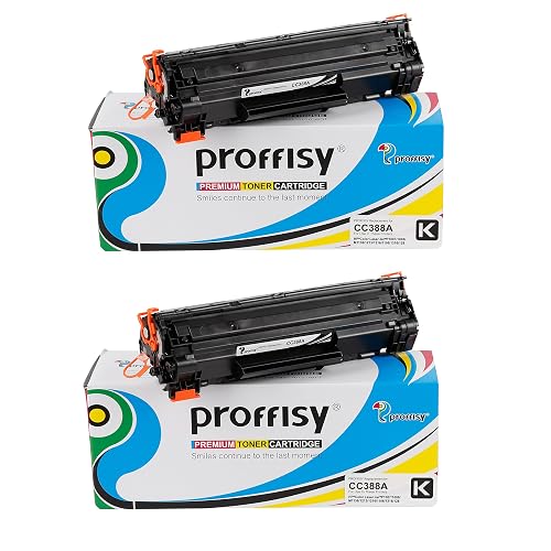 proffisy 2 Pack Toner Cartridge 88A CC388A Compatible with HP LJ Printers P1007,P1106,P1108,P1008,M1213nf MFP,M1136 MFP,M126nw MFP,M1216,M1218nfs, M128fw MFP,M128fn MFP,M226DW,M202DW