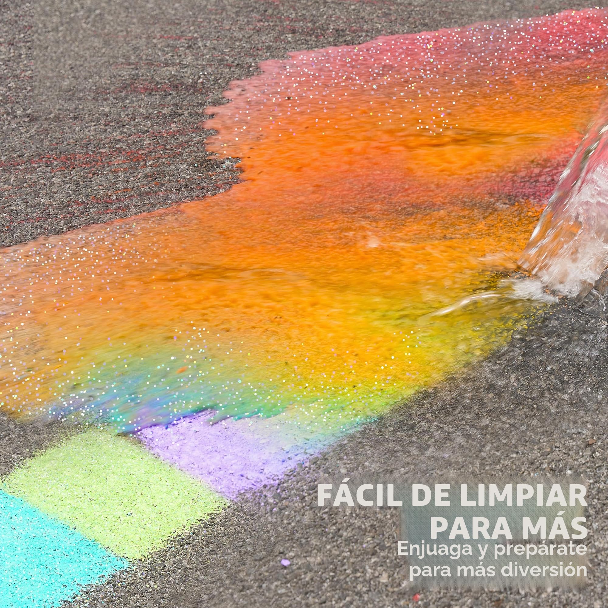 Juego De 72 Tizas Lavables Para Acera – 18 Colores Con Efectos Neón, Purpurina Y Teñido