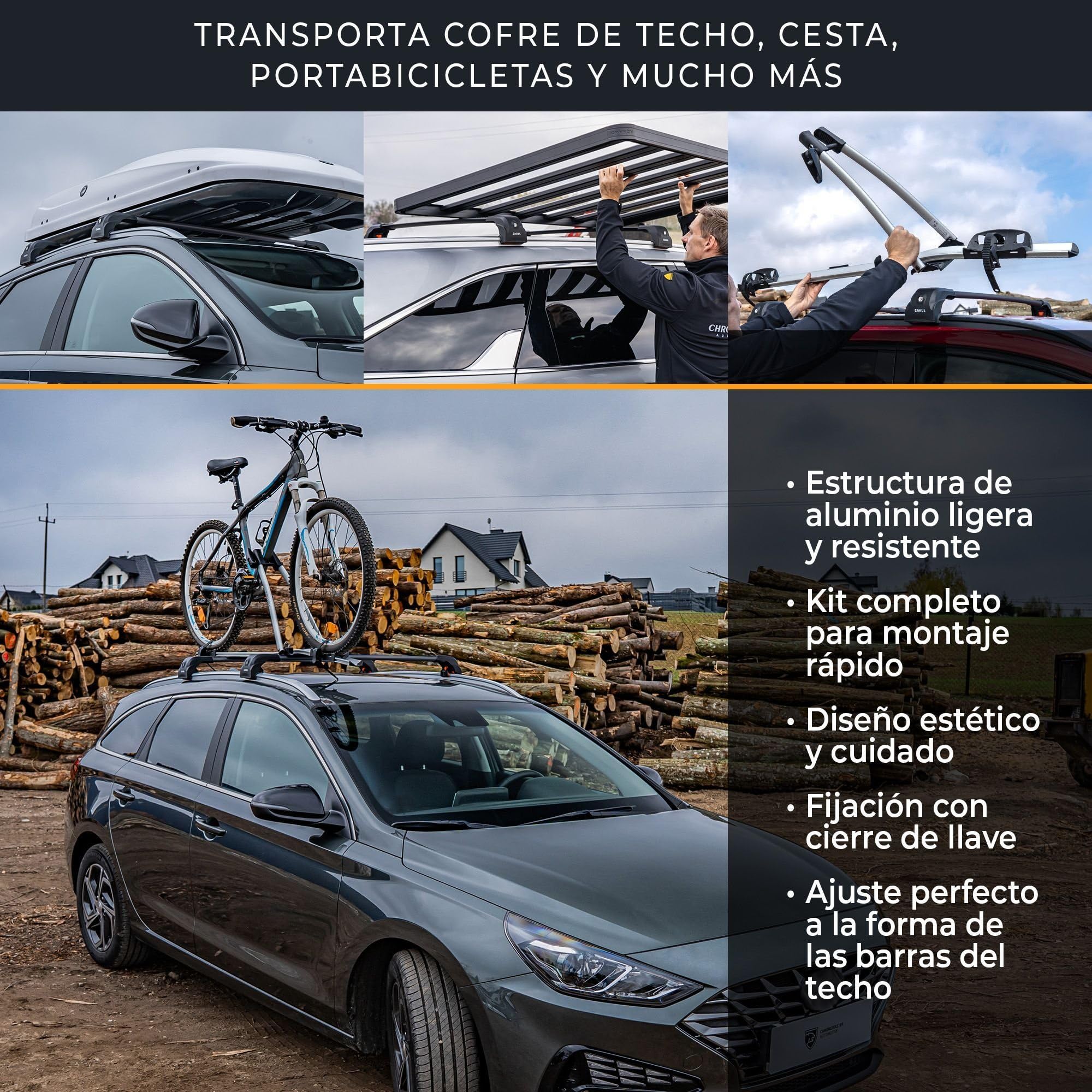 CHROMEMASTER Barras de Techo Compatibles con BMW Serie 2 2015-2022; Portaequipajes de Techo Compatible para Cofres, Portabicicletas, Escalera | Ideal para Vacaciones, Viajes y Uso Diario