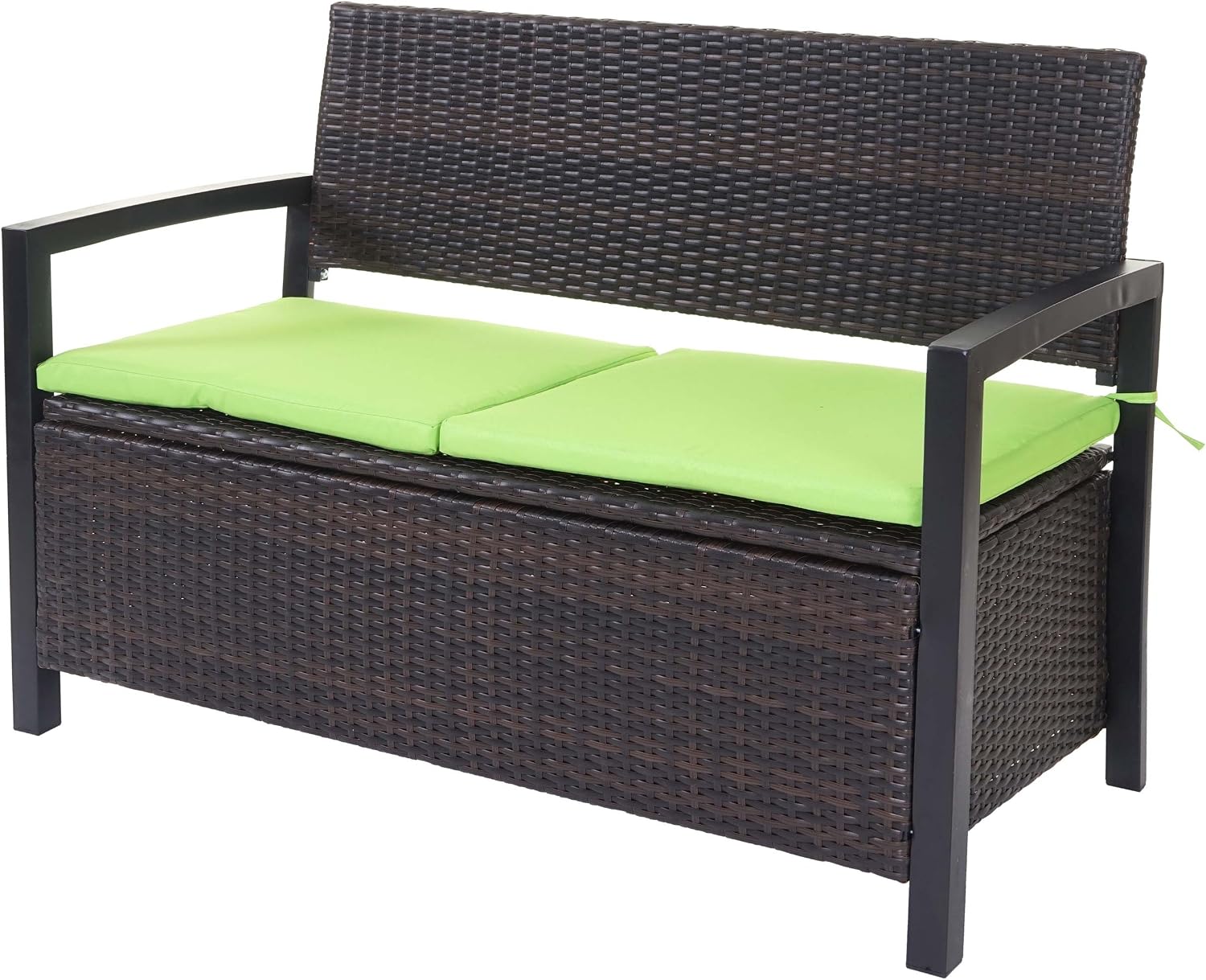 Divano Giardino Mendler Halden 2 Posti - Polyrattan Antracite Con Cuscino Arancione 106cm